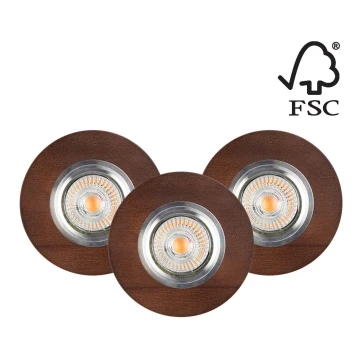 ZESTAW 3x LED Oprawa wpuszczana VITAR 1xGU10/5W/230V CRI 90 buk – certyfikat FSC