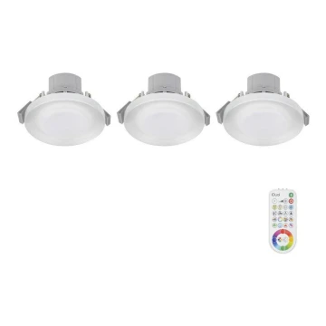 ZESTAW 3x LED RGB Ściemnialna wpuszczana oprawa łazienkowa ARGON LED/7,3W/230V IP44 + pilot zdalnego sterowania