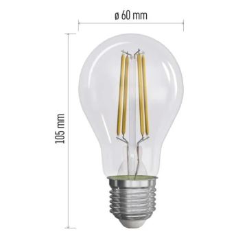 ZESTAW 3x LED Żarówka FILAMENT A60 E27/3,8W/230V 4000K