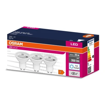 ZESTAW 3x LED Żarówka PAR16 GU10/4,5W/230V 6500K 120° - Osram