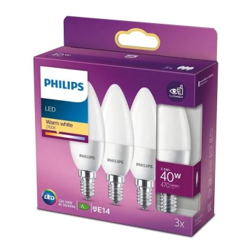 ZESTAW 3x LED Żarówka Philips B35 E14/5,5W/230V 2700K