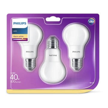 ZESTAW 3x LED Żarówka Philips E27/5,5W/230V 2700K