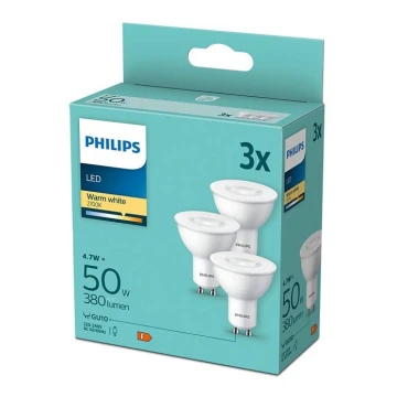 ZESTAW 3x LED Żarówka Philips GU10/4,7W/230V 2700K