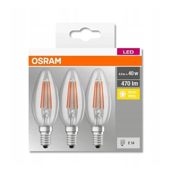 ZESTAW 3x LED Żarówka VINTAGE B40 E14/4W/230V 2700K - Osram