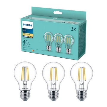 ZESTAW 3x LED Żarówka VINTAGE Philips E27/4,3W/230V 2700K