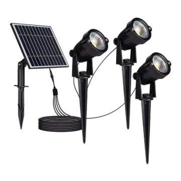 ZESTAW 3x LED Zewnętrzna lampa solarna 3xLED/1,2W/3,7V IP65 3000K