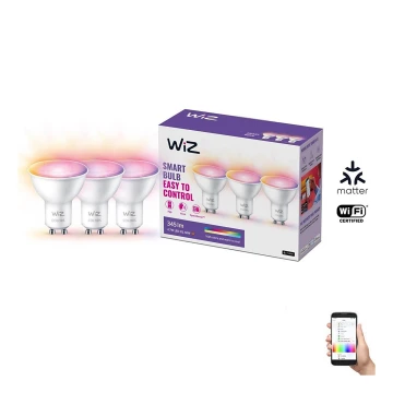 ZESTAW 3x Żarówka ściemnialna LED RGBW GU10/4,7W/230V 2200-6500K CRI 90 Wi-Fi - WiZ