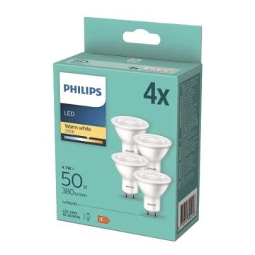 ZESTAW 4x LED Żarówka Philips GU10/4,7W/230V 2700K