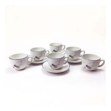 Zestaw do kawy 6x kubek ceramiczny z goose print, 4x saucer