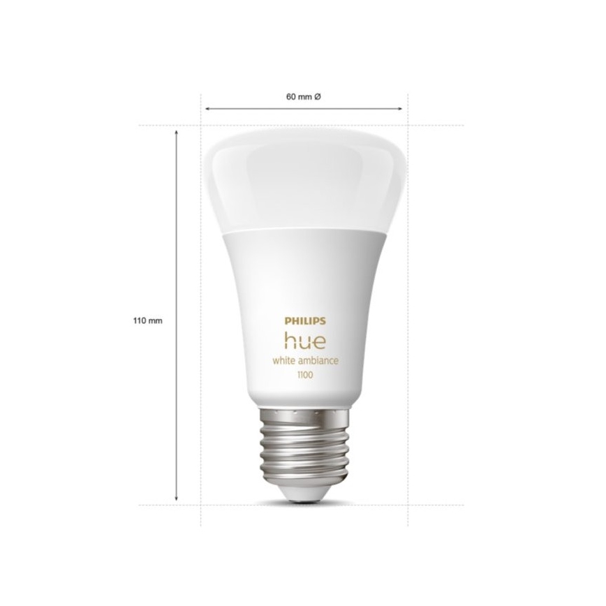 Zestaw podstawowy Philips Hue White Ambiance 3xE27/8W 2200-6500K + urządzenie do łączenia i Pilot zdalnego sterowania