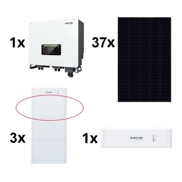 Zestaw solarny SOFAR Solar - 14,8kWp panel RISEN Full Black +15kW SOLAX przetwornik 3f + 15kWh baterie SOFAR z řídící jednotkou akumulátoru