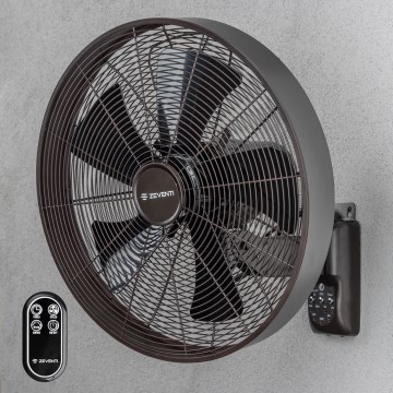 ZEVENTI - Wentylator ścienny FREEZE 50W/230V śr. 40 cm czarny/brązowy + pilot zdalnego sterowania