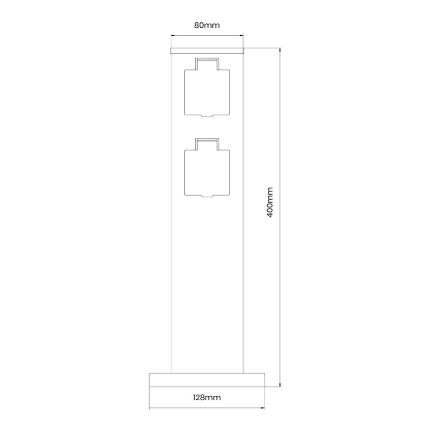 Zewnętrzny słupek zasilający 2Z 230V IP44 40 cm czarny