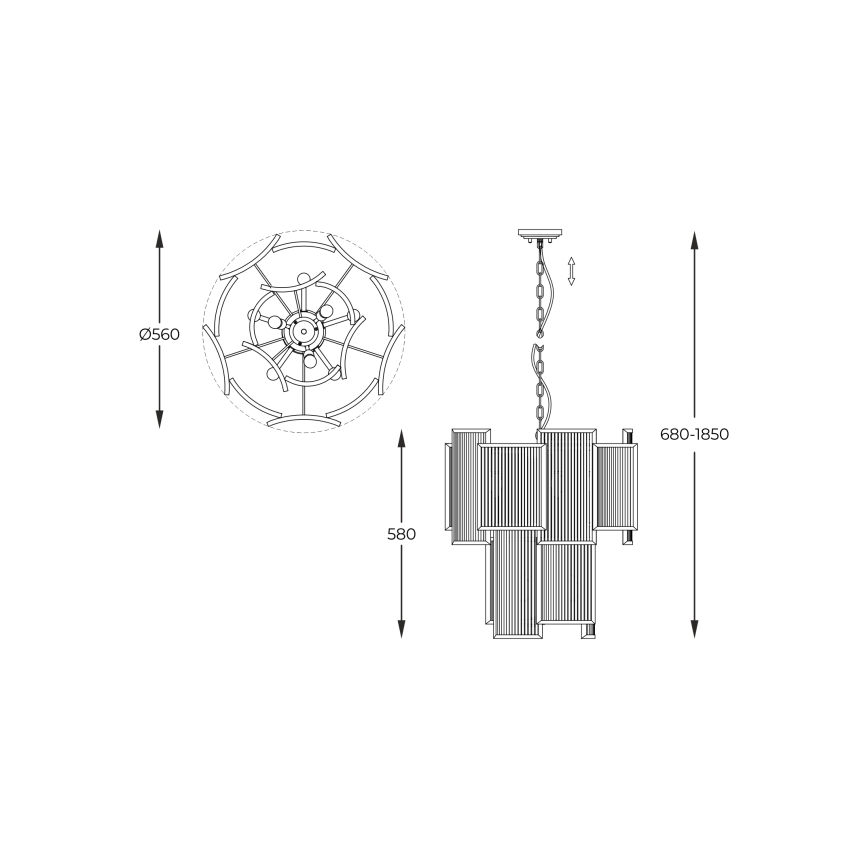 Zuma Line - Żyrandol na łańcuchu 8xE14/60W/230V srebrny