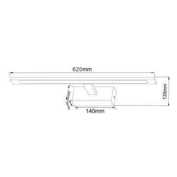 Zuma Line - LED Łazienkowe oświetlenie lustra LED/20W/230V 62 cm IP44 czarne