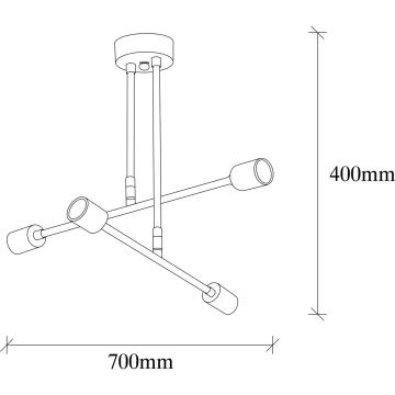 Żyrandol na drążku FLOWER 4xE27/40W/230V