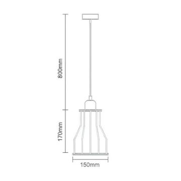 Żyrandol na lince 1xE27/60W/230V śr. 15 cm czarny