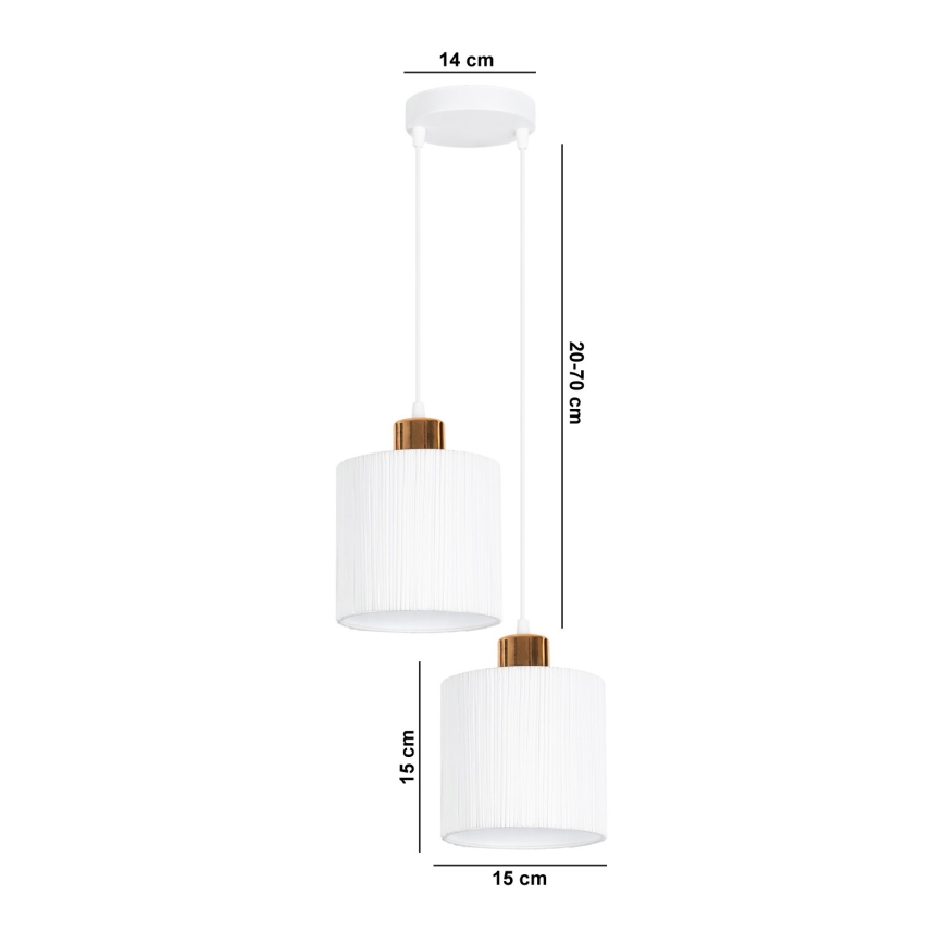 Żyrandol na lince BIZO 2xE27/60W/230V biały/miedź