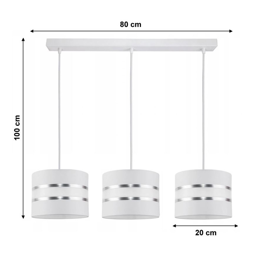 Żyrandol na lince CORAL 3xE27/60W/230V biały