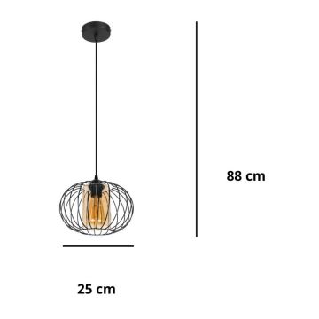 Żyrandol na lince CORRINI 1xE27/60W/230V śr. 25 cm czarny/beżowy