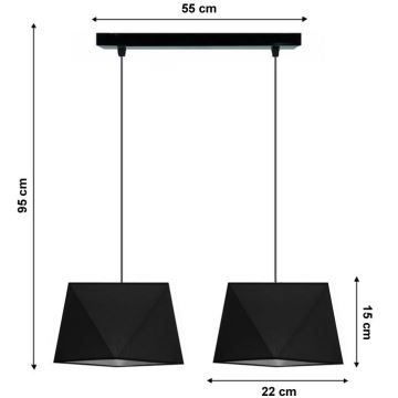 Żyrandol na lince DIAMENT 2xE27/60W/230V czarny