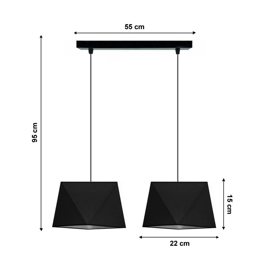 Żyrandol na lince DIAMENT 2xE27/60W/230V czarny