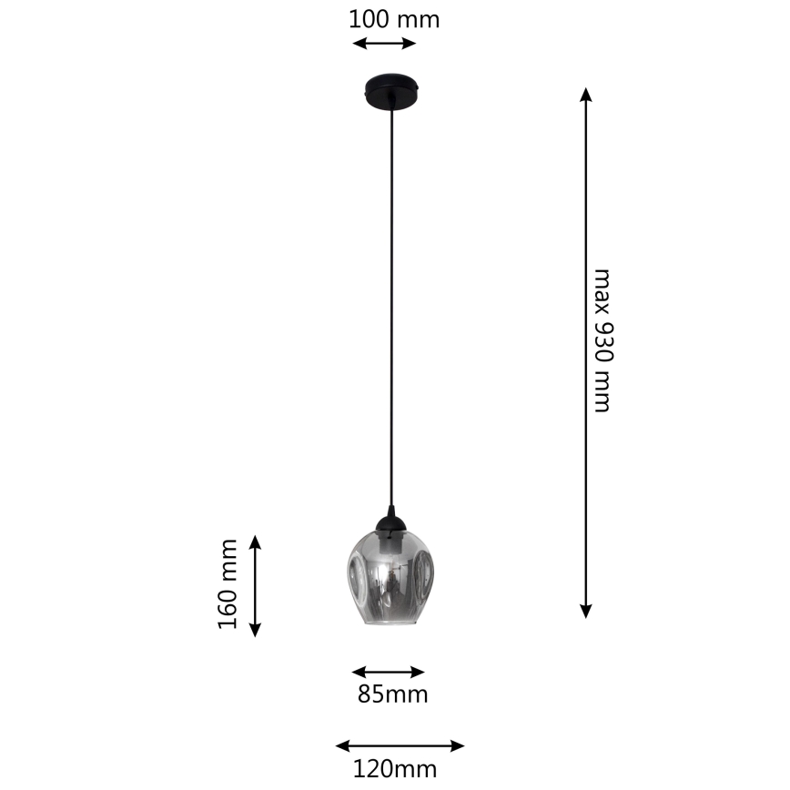 Żyrandol na lince LILI 1xE27/15W/230V czarny/szary