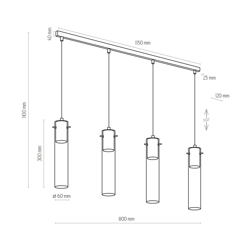 Żyrandol na lince LOOK GRAPHITE 4xGU10/10W/230V