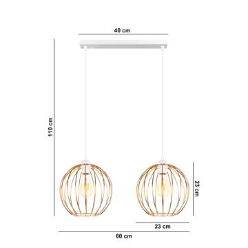 Żyrandol na lince MATT 2xE27/60W/230V biały/miedziany