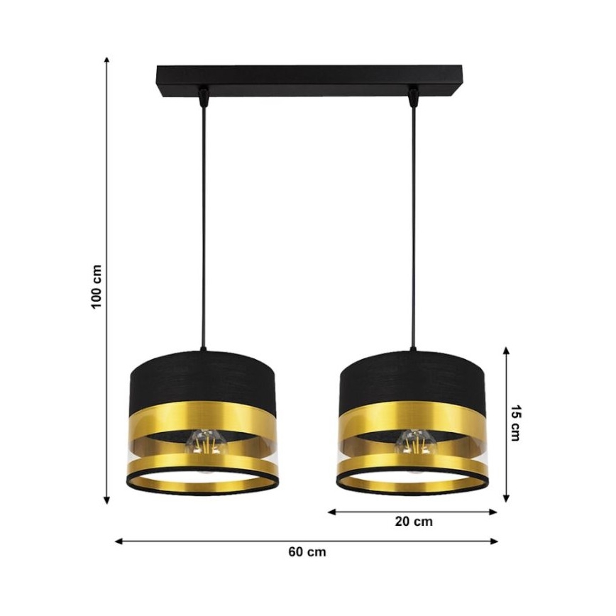 Żyrandol na lince MILO 2xE27/60W/230V złoty/czarny