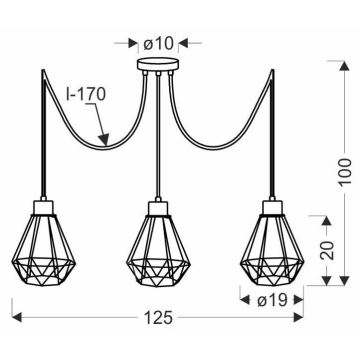 Żyrandol na lince PRIMO 3xE27/60W/230V czarne/złoty