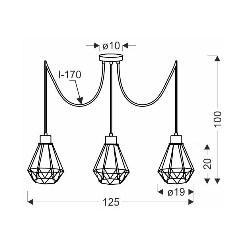 Żyrandol na lince PRIMO 3xE27/60W/230V czarne/złoty