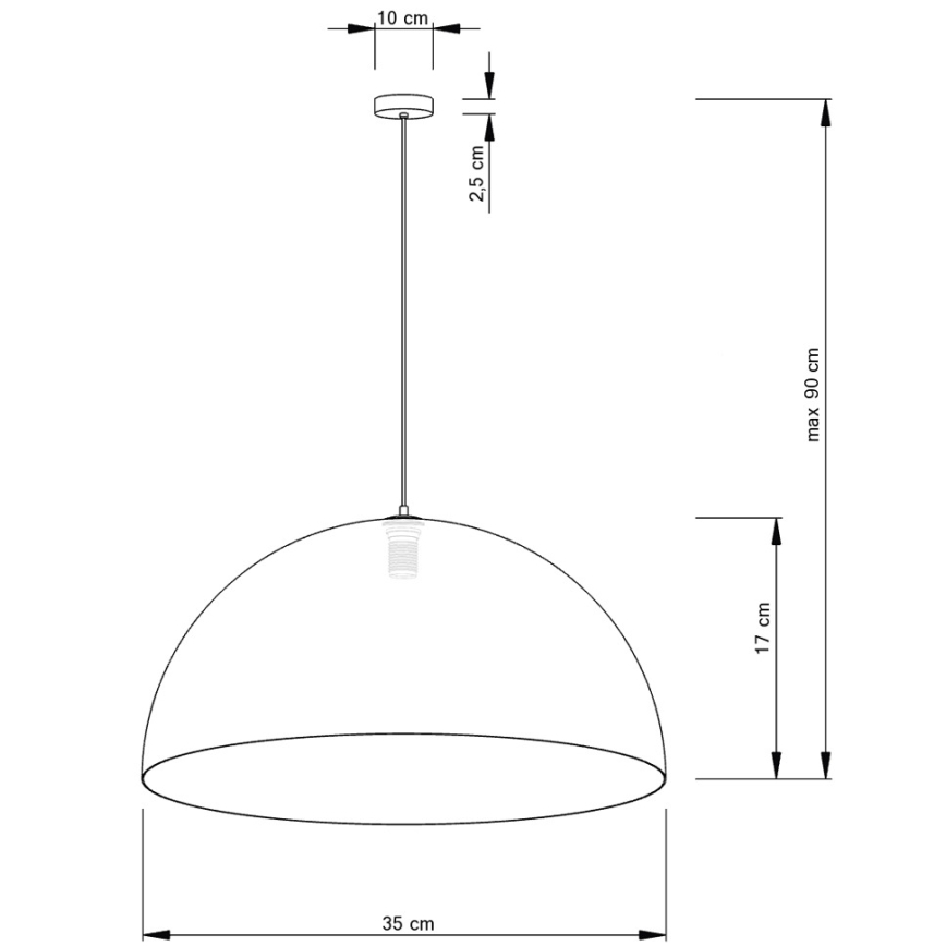 Żyrandol na lince SFERA 1xE27/60W/230V śr. 35 cm biały/miedziany