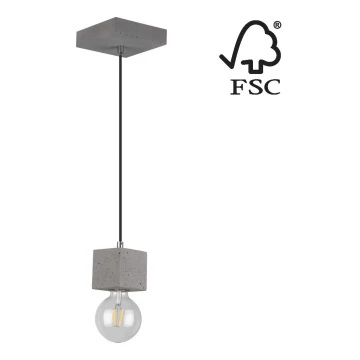 Żyrandol na lince STRONG 1xE27/60W/230V beton - certyfikat FSC