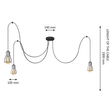 Żyrandol na lince TUBE 3xE27/10W/230V czarny/chrom