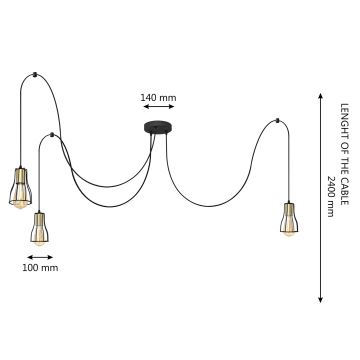 Żyrandol na lince TUBE 3xE27/10W/230V czarny/złoty