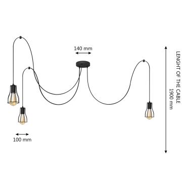 Żyrandol na lince TUBE 3xE27/15W/230V czarny