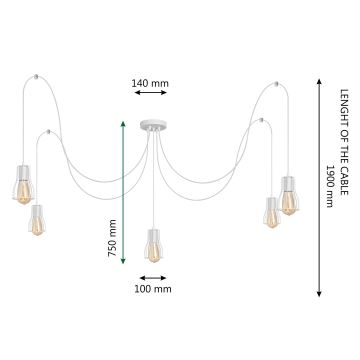 Żyrandol na lince TUBE 5xE27/15W/230V biały