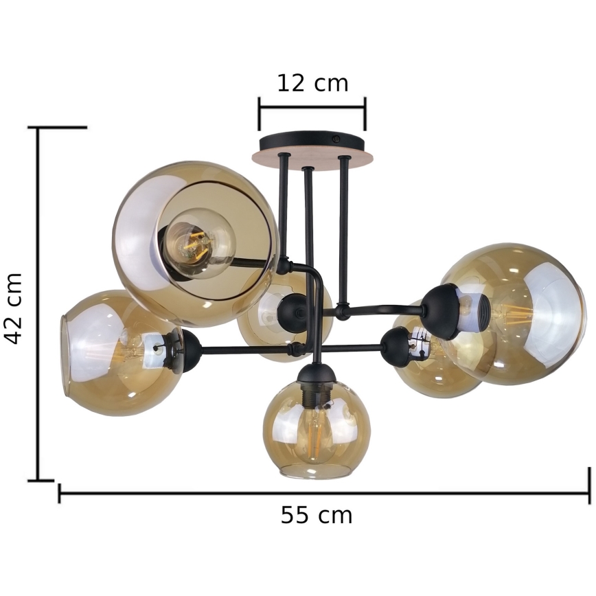 Żyrandol natynkowy MONDE WOOD 6xE27/60W/230V