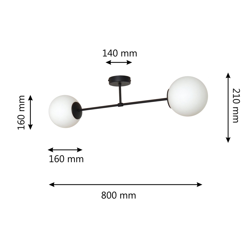 Żyrandol natynkowy MOON 2xE27/15W/230V czarny