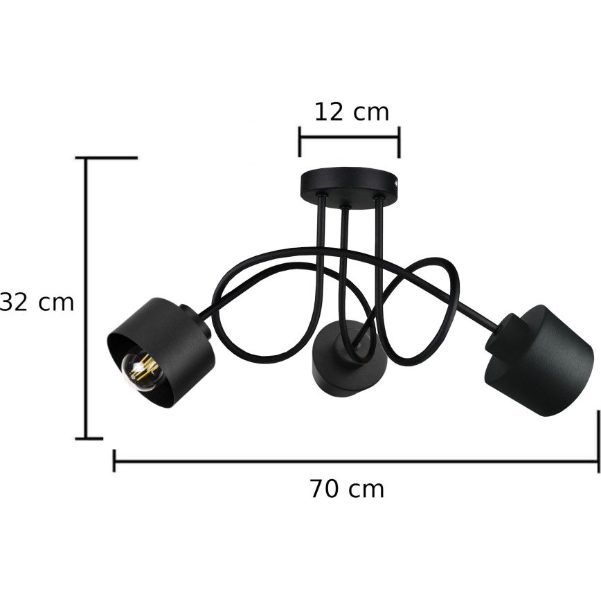 Żyrandol natynkowy SIMPLY BLACK 3xE27/60W/230V